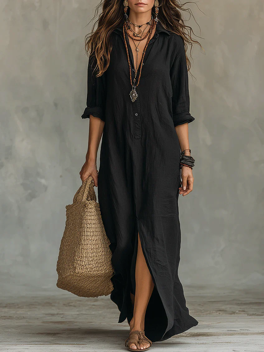 Vestido Camiseiro Amélia – Elegância Descontraída para Todos os Dias