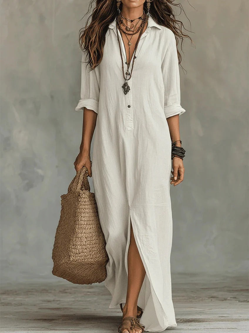 Vestido Camiseiro Amélia – Elegância Descontraída para Todos os Dias