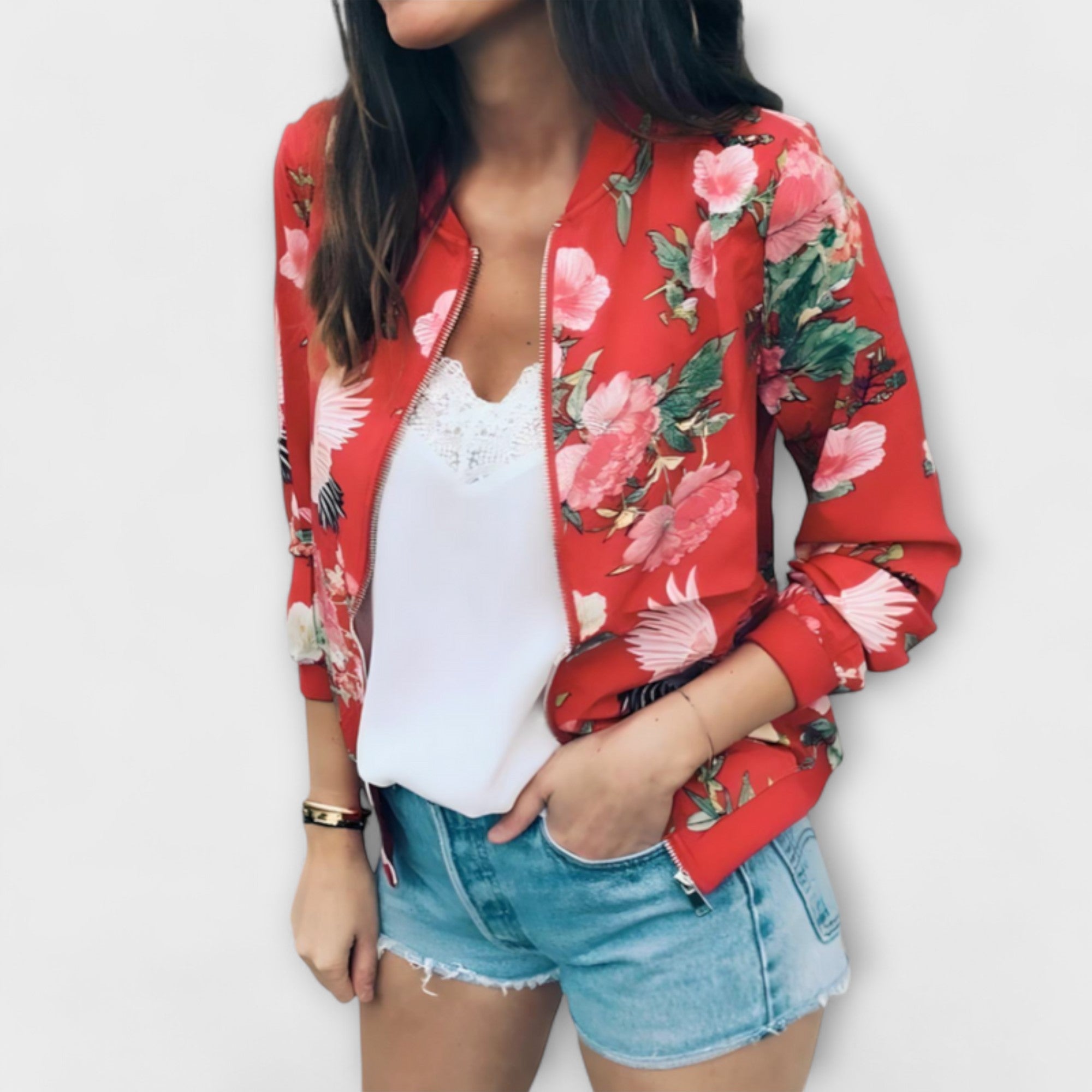 Andreia - Casaco bomber elegante floral