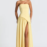 Joana - Vestido Longo Detalhe de Lenço e Fenda Alta