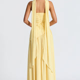 Joana - Vestido Longo Detalhe de Lenço e Fenda Alta