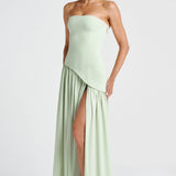 Joana - Vestido Longo Detalhe de Lenço e Fenda Alta
