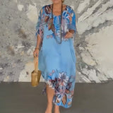 Ema | Vestido longo de chiffon elegante com estampa