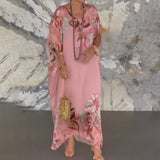 Ema | Vestido longo de chiffon elegante com estampa