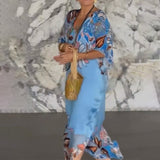 Ema | Vestido longo de chiffon elegante com estampa